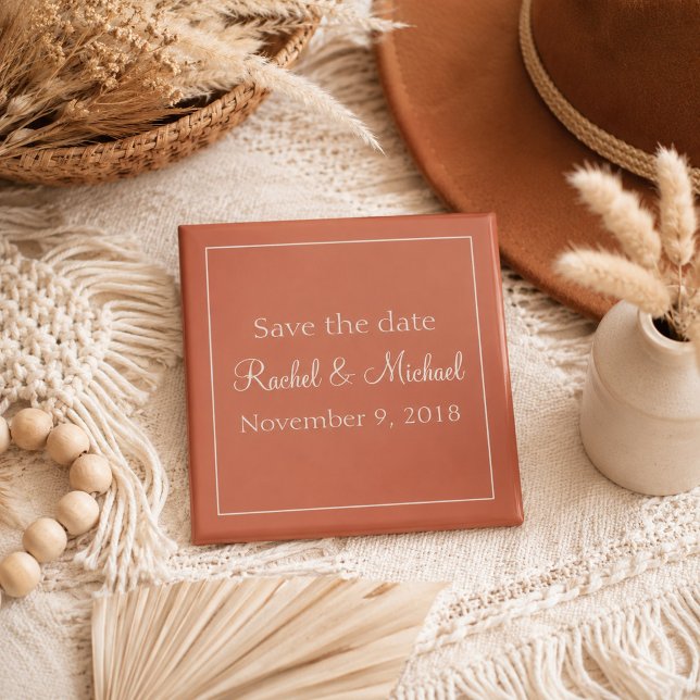 Íman Terracotta Romance Save the Date Casamento  (Criador carregado)