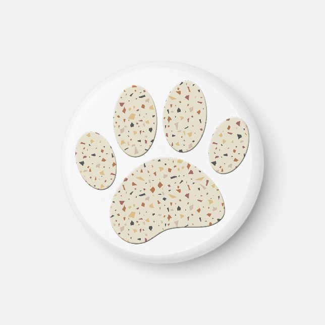Íman Terrazzo Dog Pawprint Art (Frente)