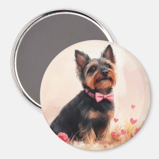 Íman Terrier Australiano com Rosas - Dia dos Namorados (Front/Back)
