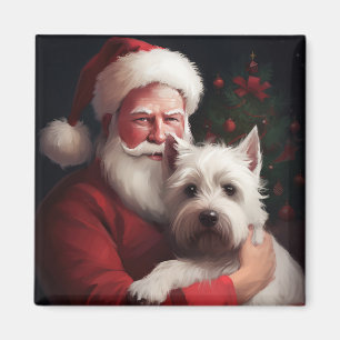 Íman Terrier Branco do West Highland Papai Noel Natal