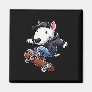 Íman Térrier Bull Inglês Skate Patinação Cachorro Engra