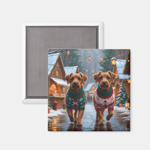 Íman Terrier da Baía de Chesapeake Natal Neve Feriado
