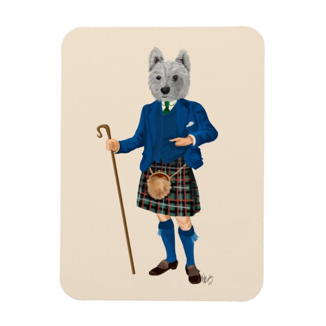 Íman Terrier da West Highland em Kilt 2 (Vertical)