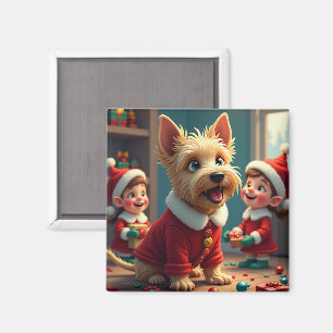 Íman Terrier Escocês Ajudando os Elfos do Papai Noel no