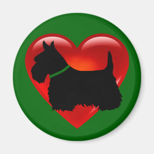 Íman Térrier Escocês coração vermelho/amor Ilha verde