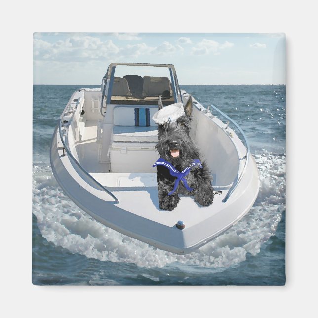 Íman Terrier escocês no barco (Frente)