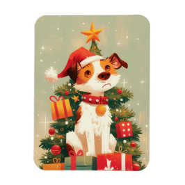 Íman Terrier Jack Russell com Árvore de Natal e Present