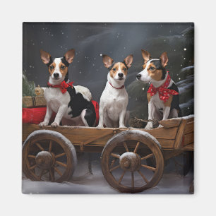 Íman Terrier Rato Decoração de Natal Trineo Nevado