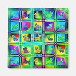 Íman Terrier Silhouettes em um padrão de quadro de veri