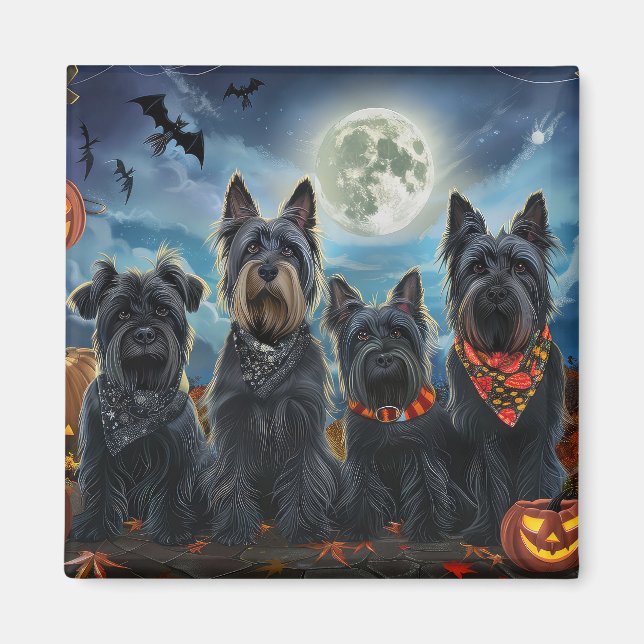 Íman Terrorista de Halloween do Terrier Escocês (Frente)