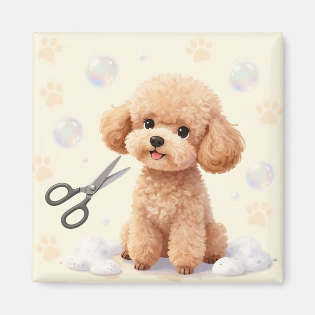 Íman Tesoura de Aparar Poodle Fofa Bolhas  (Frente)