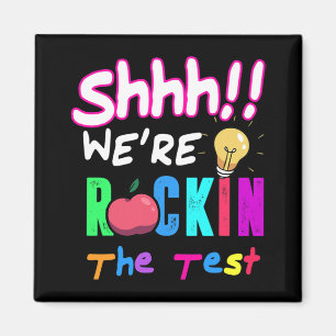 Íman Test Day Rock The Test Rainbow Teachent (Professor