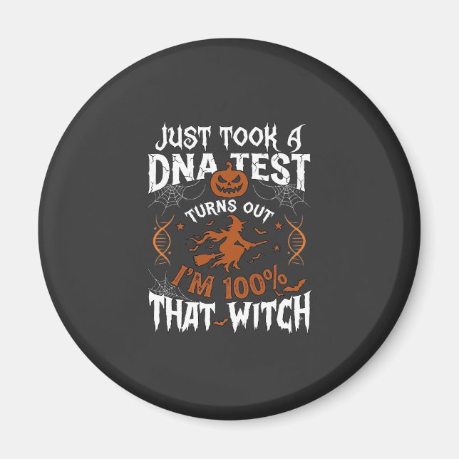 Íman Teste De Dna Bruxa Halloween Abóbora Teia De Aranh (Frente)