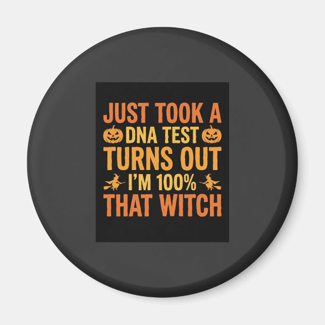 Íman Teste de DNA de Bruxa de Halloween Design Engraçad (Frente)