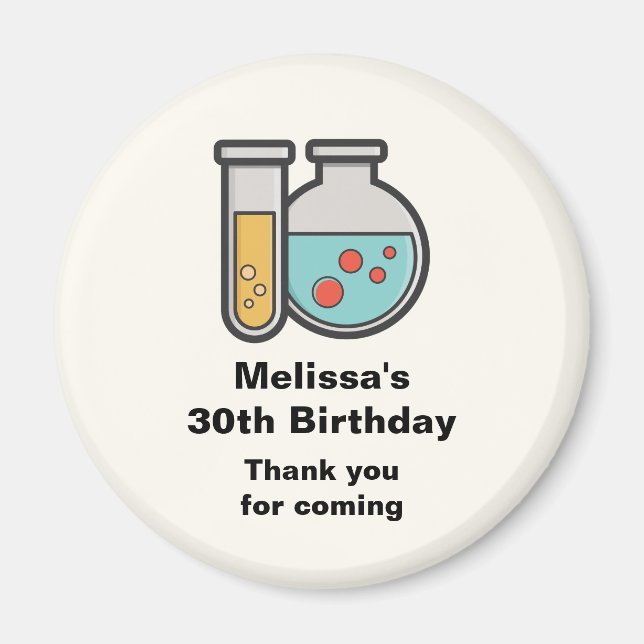 Íman Teste de Química Tubo e Beaker Aniversário Obrigad (Frente)
