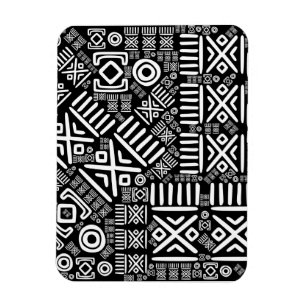 Íman Teste padrão africano étnico #6 preto e branco