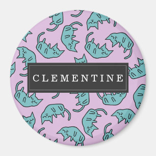 Íman Teste padrão calmo do gatinho com nome