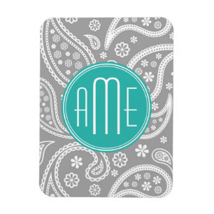 Íman Teste padrão cinzento floral chique de Paisley &