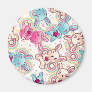 Íman Teste padrão da criança de Kawaii com Doodles