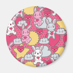 Íman Teste padrão da criança de Kawaii com Doodles