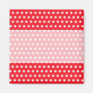Íman Teste padrão de bolinhas vermelho e branco.