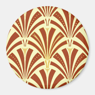 Íman Teste padrão do fã do art deco - cobre no amarel