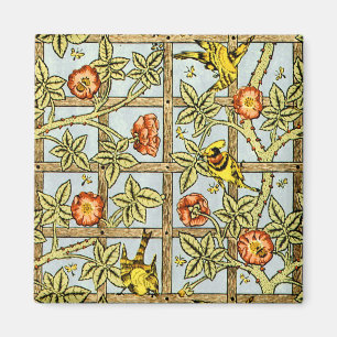 Íman Teste padrão dos pássaros e de flores de William