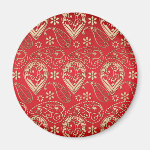 Íman Teste padrão Dourado vermelho do Bandana de
