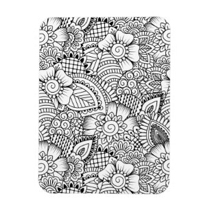 Íman Teste padrão floral do Doodle