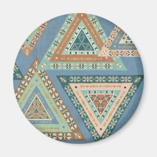 Íman Teste padrão indiano tribal azul exterior de Ge