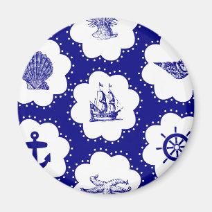 Íman Teste padrão náutico do azul marinho e o branco
