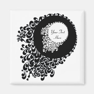 Íman Teste padrão ornamentado preto e branco elegante