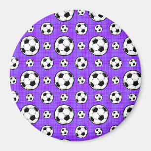 Íman Teste padrão roxo e branco da bola de futebol