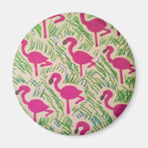 Íman Teste padrão tropical dos flamingos cor-de-rosa