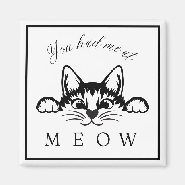 Íman Teve-me no Meow Square Magnet (Frente)
