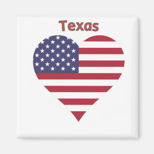 Íman Texas American Flag Heart
