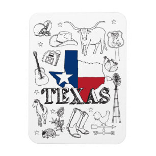 Íman Texas Illustrando Doodles do Texas Pattern
