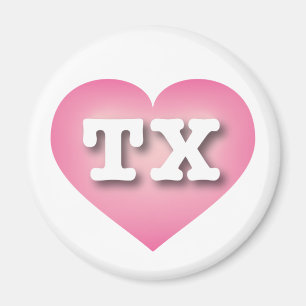 Íman Texas Pink Fade Heart - Eu amo TX