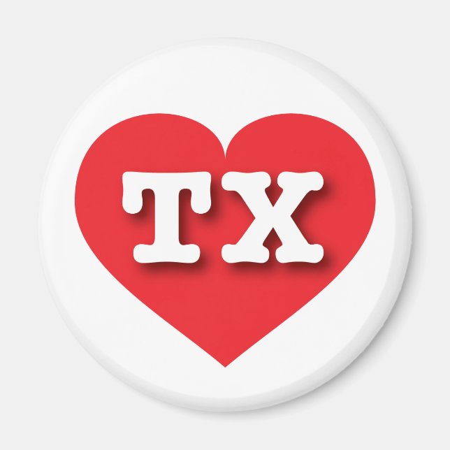 Íman Texas Red Heart - Eu adoro TX (Frente)