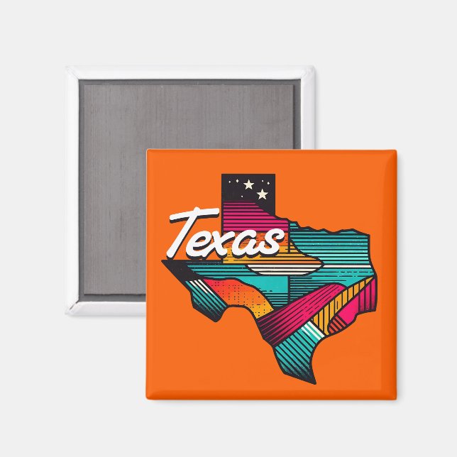 Íman Texas Retro Sunset Lone Star State Souvenir (Front/Back)