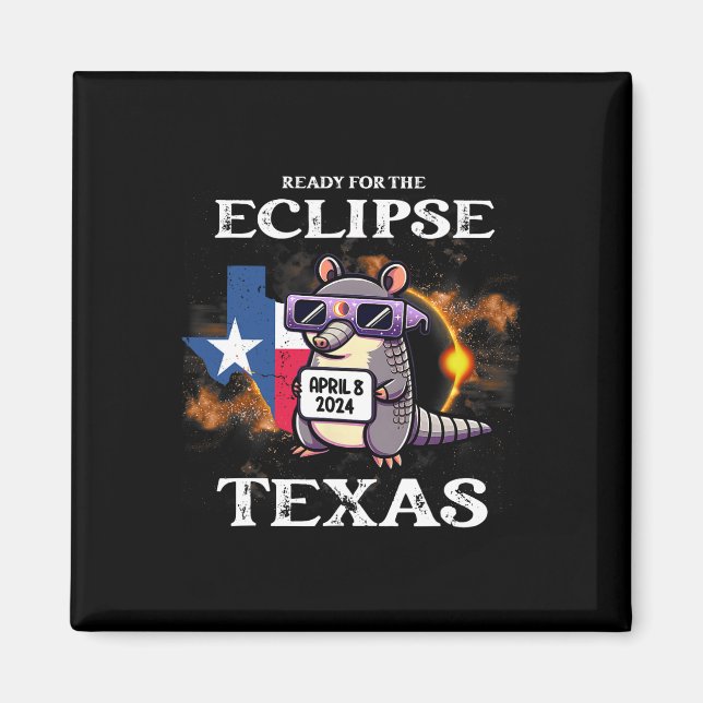 Íman Texas Solar Eclipse 2024 abril 8 Funny Armadillo F (Frente)