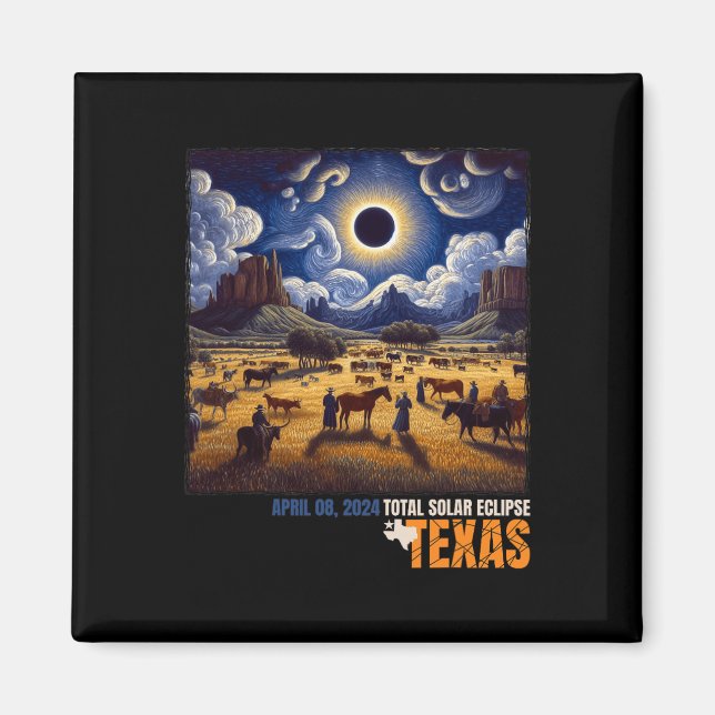 Íman Texas Total Solar Eclipse 8 de abril de 2024 Texas (Frente)