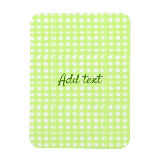 Íman Texto adicional personalizado do ginham de xadrez  (Vertical)