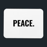 Íman Texto branco e negro minimalista de guerra<br><div class="desc">Texto branco e preto de paz minimalista anti-guerra simples ímã elegante moderno e moderno. Texto preto personalizado sobre fundo branco.</div>