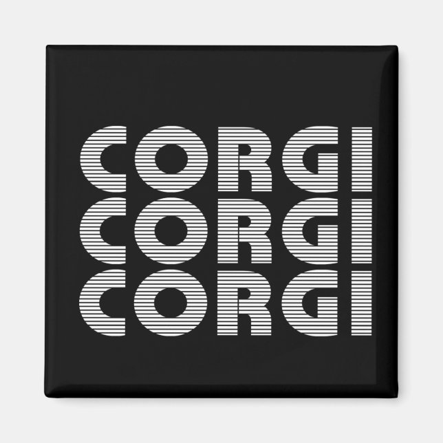Íman Texto Branco Moderno do Corgi (Frente)