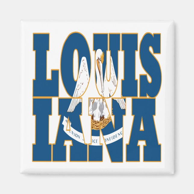 Íman texto da bandeira do estado da Louisiana (Frente)