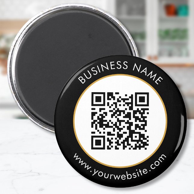 Íman Texto de código QR personalizado branco preto (Criador carregado)