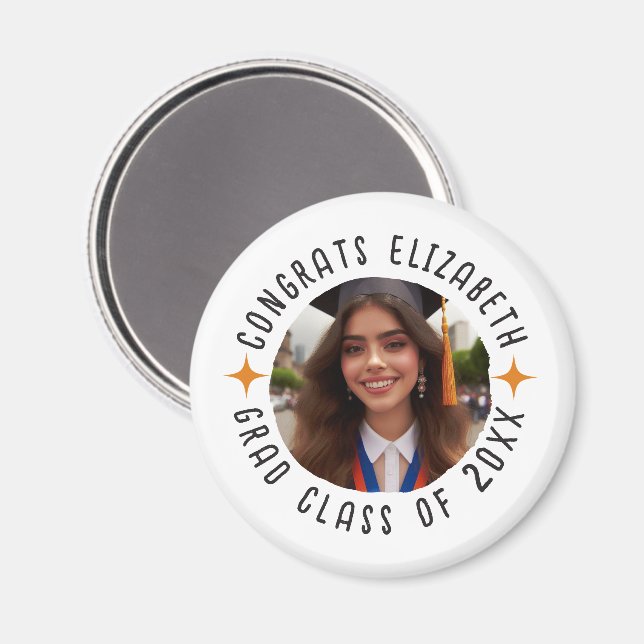Íman Texto de Foto Personalizado Graduação Parabéns Gra (Front/Back)