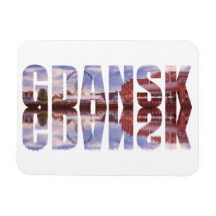 Íman Texto de Gdansk com vista de cidade antiga e refle