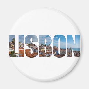Íman Texto de Lisboa composto pela vista panorâmica da